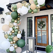 Load image into Gallery viewer, Sage Green Balloon Garland Kit - 125Pcs Eucalyptus Garland, Retro Olive Green, Peach White and Gold Latex Balloons Arch Kit for Wedding Birthday, Baby &amp; Bridal Shower Decorations
