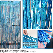 Load image into Gallery viewer, Hisredsun 4 pack Metallic Tinsel Curtains 3.2x8.2ft Sparkle Foil Fringe Curtains for Photo Backdrop Door Wall Hanging Party Christmas Decoration (light blue)
