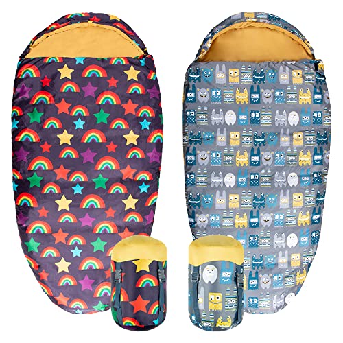 Silentnight Kids Rainbows Mummy Style Sleeping Bag - Boys Girls Children Toddler Spring Summer Holiday Sleep Bags - Machine Washable Junior Camping Essentials
