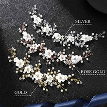 Load image into Gallery viewer, Unicra Bride Wedding Hair Vine Flower Hair Accessories Pearl Bridal Headpiece Hair Band for Women and Girls (Silver)
