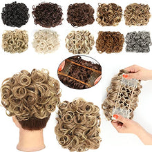 Load image into Gallery viewer, Messy Bun Combs in Scrunchie Chignon Hairpiece Curly Bun Extensions Scrunchie Updo Hair Pieces Synthetic Combs in Messy Bun Hair Piece for Women (Light Brown &amp;Blonde Mixed/12T24#)
