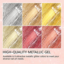 Load image into Gallery viewer, Saviland Gel Nail Polish Set - 6 Colors Metallic Painted Gel Polish Soak Off Emboss U V LED Glitter Gel Nail Art Manicure Kit for Beginners Professionals Home DIY Nail Salon

