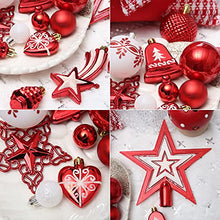 Load image into Gallery viewer, Christmas Tree Decoration Set, 78pcs ROSELEAF Shatterproof Christmas Tree Baubles Decorations Red and White Christmas Ball for Christmas Tree, Wedding Party
