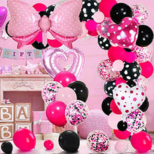 Load image into Gallery viewer, Mini Mouse Balloon Garland Arch Kit Light Pink Rose Red Black Bot Latex Balloons Confetti Balloon Bow Heart Love Foil Balloons Set for Baby Shower Decorations Birthday Party Supplies
