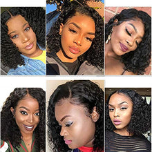Load image into Gallery viewer, S-noilite Brazilian Curly Virgin Human Hair Wigs Short Bob Deep Wave Natural Black None Lace Wig Adjustable Cap for Women (12&quot; human hair)
