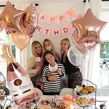Load image into Gallery viewer, Rose Gold Party Decorations Happy Birthday Confetti Balloons with Banner,Giant Champagne Foil Balloons,Star Heart Foil Balloons,Tissue Paper Pompoms for 1st 2th 3td 16th 18th 21st 25th 30th 50th 60th

