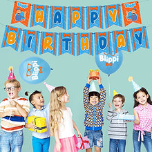 Load image into Gallery viewer, Blippi Birthday Party Supplies, 32Pcs Party Supplies Birthday Decorations, Party Pack for Kids, with Happy Birthday Banner, Cake Toppers, Balloon
