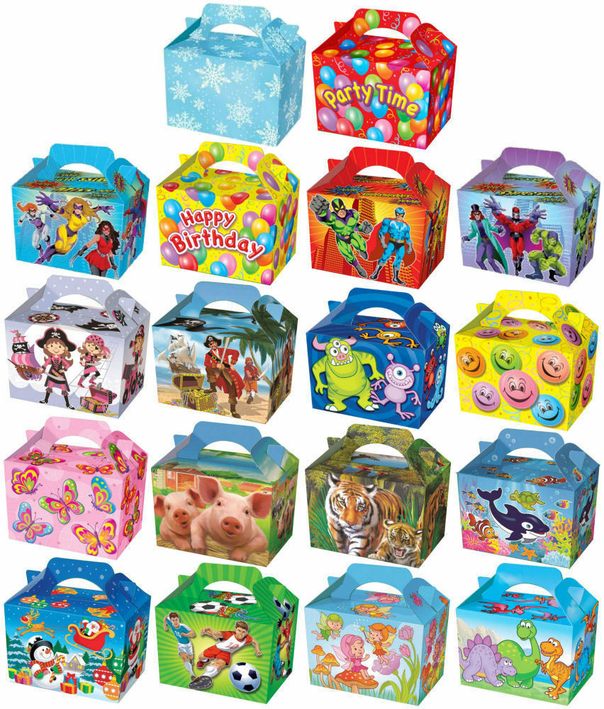 10 Themed Party Boxes - Choose From 19 Designs - Lunch Meal Gift Bag C ...