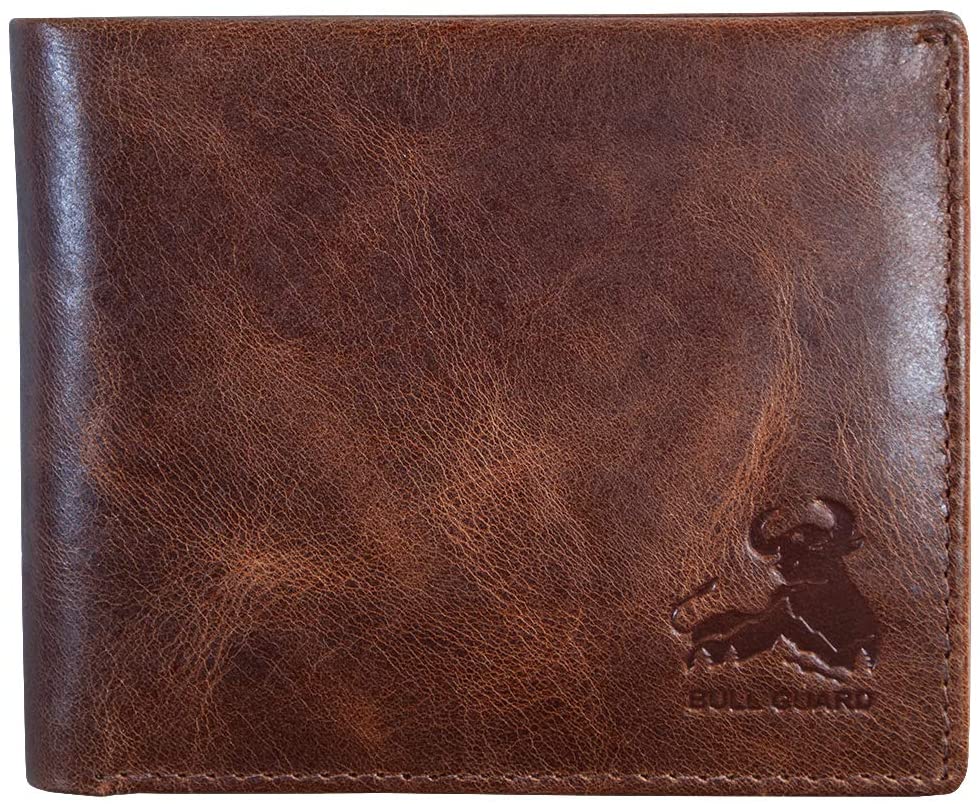 Men's RFID Blocking Bifold Wallet Soft Genuine Leather Brown Western