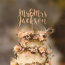 Load image into Gallery viewer, Rustic Mr &amp; Mrs Wedding Cake Topper Personalized Names Wedding Cake Topper Custom Country Wedding Decoration
