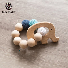 Load image into Gallery viewer, Wood Teether Baby Bed Hanging Rattles Toy Make Noise Bird Elephant Shape Crochet Beads Bracelet Pram Clip Baby Rattle
