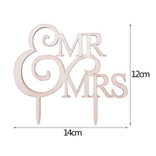 Load image into Gallery viewer, 1Pcs Wedding Cake Topper Wood Mr&amp; Mrs Just Married Decoration Bride Groom DIY Wedding Cake Decorations Engagement Party Supplies
