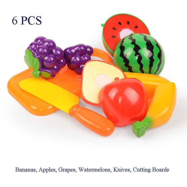 37pcs/lot Children Pretend Role Play House Toy Cutting Fruit Plastic Vegetables Food Kitchen Baby Classic Kids Educational Toys