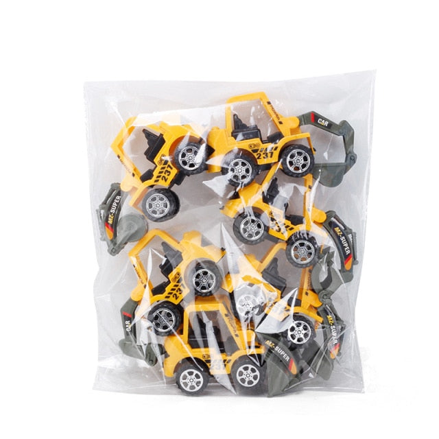 6 Pcs/Set Vehicle Truck Car Model Plastic Diecast Construction Bulldozer Engineering Model Toy Cars for Kids Children Boys Gift