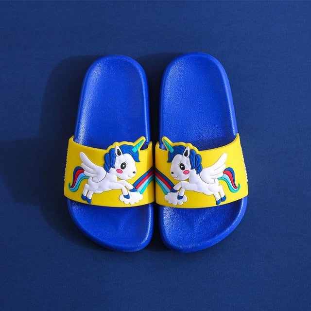New Summer Unicorn Children's Slippers For Boys Sandals Baby Girl Slippers PVC Soft Beach Shoes Kids Rainbow Casual Flip Flops