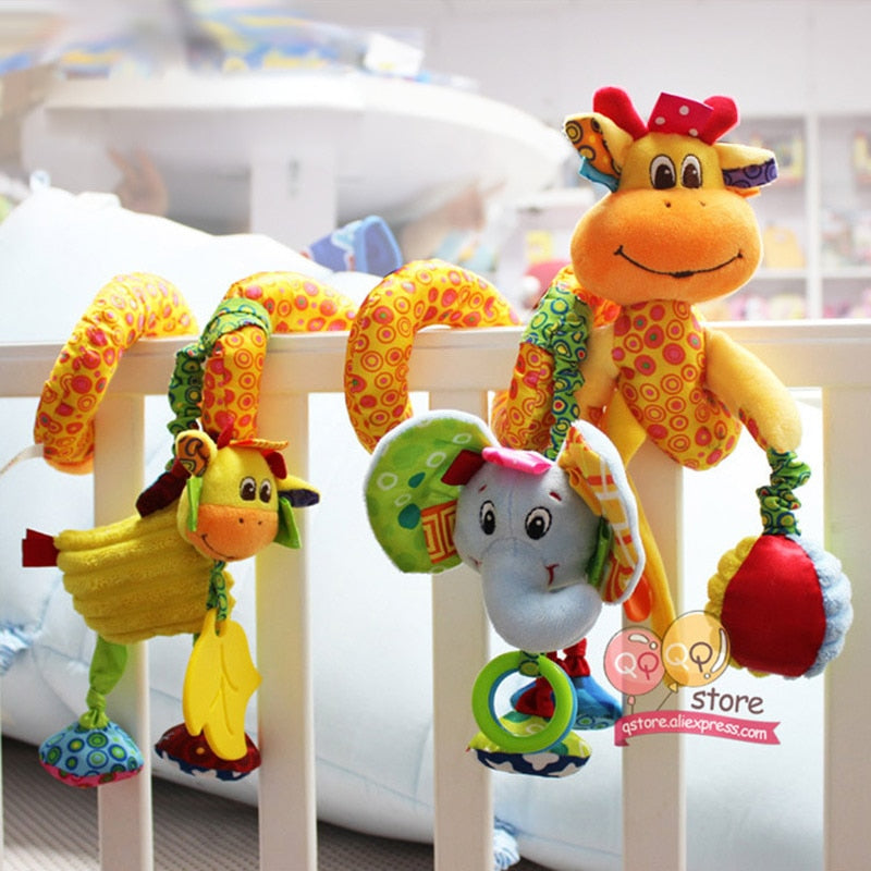 Baby Toys for Children 0-12 Months Plush Rattle Crib Spiral Hanging Mobile Infant Newborn Stroller Bed Animal Gift Happy Monkey