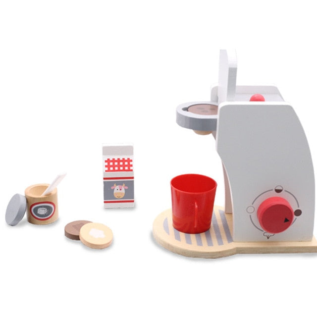 Wooden Kitchen Pretend Play Toy Simulation Wooden Coffee Machine Toaster Machine Food Mixer Baby Early Learning Educational Toys