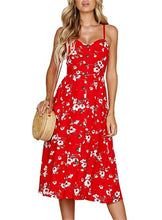 Load image into Gallery viewer, Boho Sexy Floral Dress Summer Vintage Casual Sundress Female Beach Dress Midi Button Backless Polka Dot Striped Women Dress2020

