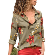 Load image into Gallery viewer, New Fashion Print Women Blouses Long Sleeve Turn-down Collar Chiffon Blouse Shirt Casual Tops Plus Size Elegant Work Shirt
