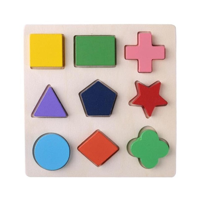 Wooden Geometric Shapes Montessori Puzzle Sorting Math Bricks Preschool Learning Educational Game Baby Toddler Toys for Children