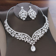 Load image into Gallery viewer, Baroque Crystal Water Drop Bridal Jewelry Sets Rhinestone Tiaras Crown Necklace Earrings for Bride Wedding Dubai Jewelry Set

