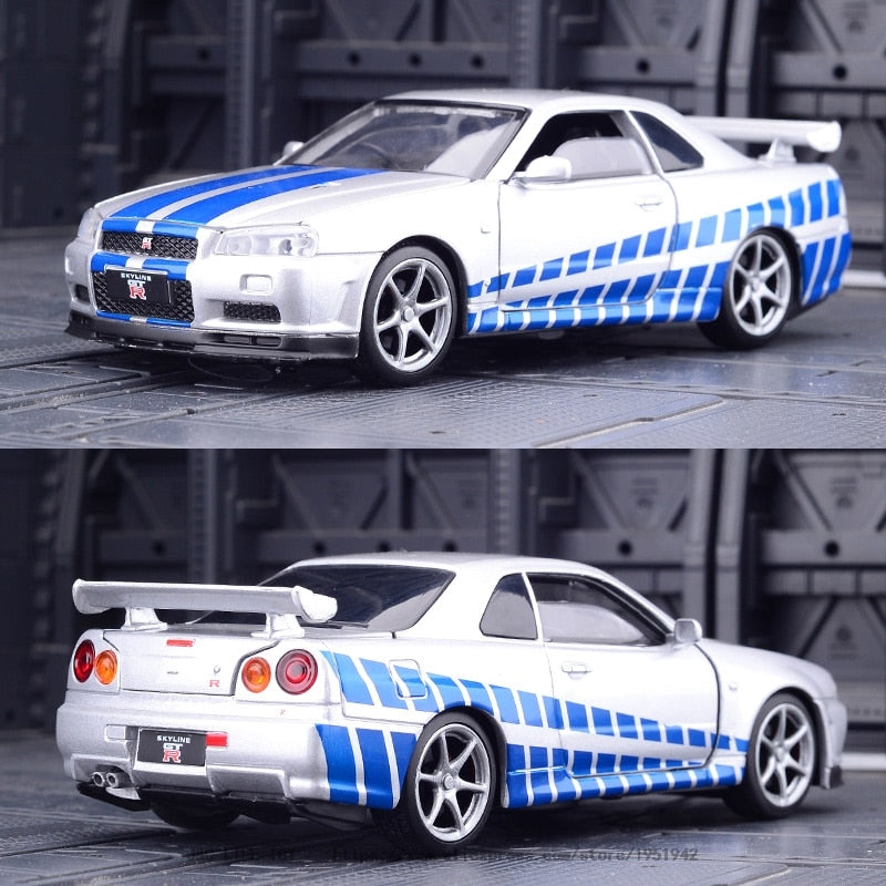 1:32 Nissan Skyline Ares GTR R34 Diecasts & Toy Vehicles Metal Toy Car Model High Simulation Pull Back Collection Kids Toys