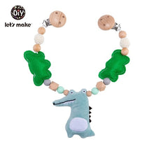 Load image into Gallery viewer, Wood Teether Baby Bed Hanging Rattles Toy Make Noise Bird Elephant Shape Crochet Beads Bracelet Pram Clip Baby Rattle
