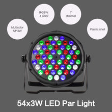 Load image into Gallery viewer, LED Flat Par 54x3W RGB Color Lighting Strobe DMX Controller For Disco DJ Music Party Club Dance Floor Bar Darkening Stage Light
