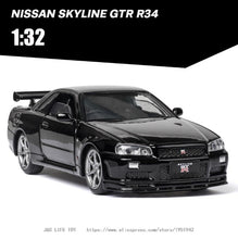 Load image into Gallery viewer, 1:32 Nissan Skyline Ares GTR R34 Diecasts &amp; Toy Vehicles Metal Toy Car Model High Simulation Pull Back Collection Kids Toys
