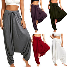 Load image into Gallery viewer, Casual Women&#39;s Harem Pants Drop Crotch Baggy Wide Leg Thai Hippy Boho Loose Aladdin Women Trousers mujer pantalones
