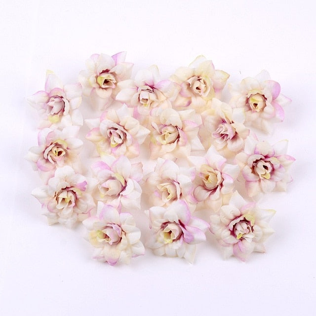 50PCS/LOT 4.5CM Mini Rose Artificial Flower Head Wedding Party Decoration DIY Wreath Scrapbook Gift Graft Needlework Fake Flower