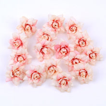 Load image into Gallery viewer, 50PCS/LOT 4.5CM Mini Rose Artificial Flower Head Wedding Party Decoration DIY Wreath Scrapbook Gift Graft Needlework Fake Flower
