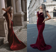 Load image into Gallery viewer, Missord Women 2021 One Shoulder Ruffles Floor Evening Party Dress Solid Color Celebrity Maxi Sexy Slash Neck Women Prom Dresses
