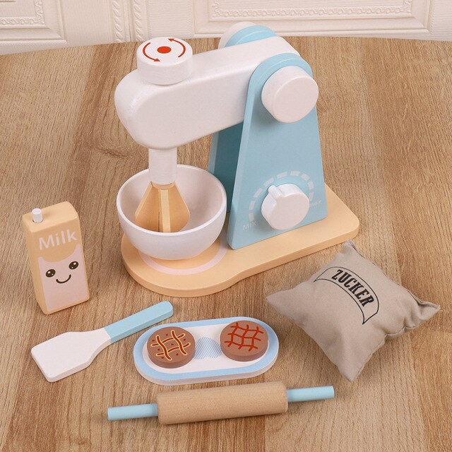 New Baby Wooden Pretend Play Sets Simulation Toasters Bread Maker Coffee Machine Blender Baking Kit Game Mixer Kitchen Role Toys