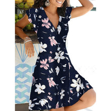 Load image into Gallery viewer, 2021 Spring Summer Vintage Party Dress V Neck Elegant Sexy Dress Boho Beach Female Floral Print Dresses For Women Clothes
