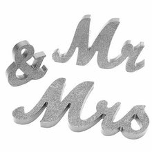 Load image into Gallery viewer, Wooden MR &amp; MRS Wedding Sign Wedding Table Numbers Letters Elegant Sweetheart and Reception Top Table Sign Wedding Decoration

