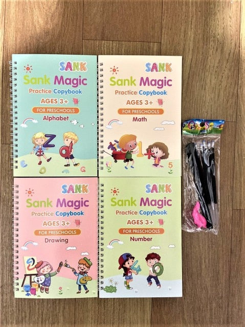 4 Books Magic Calligraphy Handwriting Copybook Set Art Book Baby Copybook For Calligraphy Writing Kids English Lettering Toy