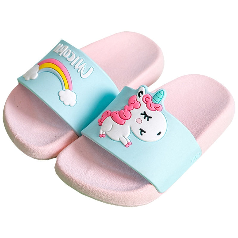Suihyung Unicorn Slippers Boy Girl Summer Kids Rainbow Indoor Slippers Non-Slip Beach Sandals Toddler Home Shoes Baby Flip Flops