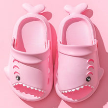 Load image into Gallery viewer, Summer Kids Slippers Cute Shark Slippers Bathroom Non-slip Outdoor Boys and Girls Beach Shoes Cool Flat Soft Fish Mouth Sandals
