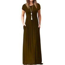 Load image into Gallery viewer, 2021 Elegant Long Summer Dress Women Short Sleeve Maxi Dress Ladies Party Casual Dresses Female Robe Femme Green Red XXL
