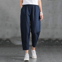 Load image into Gallery viewer, Cotton Linen Pants Women Spring Summer Large Size Solid Color Harem Pants Elastic Waist Loose Casual Woman&#39;s Linen Trousers
