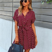 Load image into Gallery viewer, GXDS Dresses Office Lady Boho Dot Pattern Women Clothing Black Viscose Bow-Knot Outfits Loose Soft Casual Dress 2021 Wholesale
