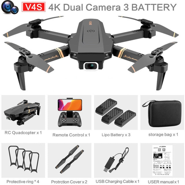 V4 Rc Drone 4k HD Wide Angle Camera 1080P WiFi fpv Drone Dual Camera Quadcopter Real-time transmission Helicopter Toys