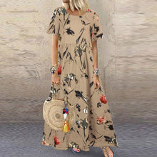 Load image into Gallery viewer, ZANZEA Fashion Summer Maxi Dress Women&#39;s Printed Sundress Casual Short Sleeve Vestidos Female High Waist Robe Femme Plus Size
