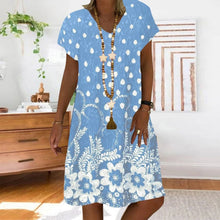 Load image into Gallery viewer, Big size dress women summer dress Loose short sleeve flowers printed dresses plus size women clothing dress
