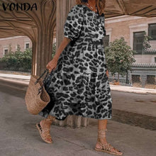 Load image into Gallery viewer, Summer Dress Elegant Party Mid-Calf Dress 2021 VONDA Women&#39;Summer Sundress Bohemian Beach Sundress Casual Vestido Plus Size
