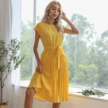Load image into Gallery viewer, 2021 New Summer Polka Dots Sleeveless Pleated Dresses For Women High Waist Midi Elegant Office Green Lady Dinner Party Clothes
