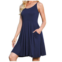 Load image into Gallery viewer, Fashion Dresses For Women Party Casual Comfy Sexy Solid Color U-Neck Pocketed  Short Sleeve Summer Dress платье на бретельках

