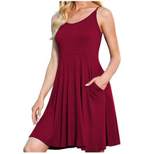 Load image into Gallery viewer, Fashion Dresses For Women Party Casual Comfy Sexy Solid Color U-Neck Pocketed  Short Sleeve Summer Dress платье на бретельках
