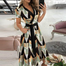 Load image into Gallery viewer, Office Lady Elegant Summer Sleeveless Dress Women Casual Turn-Down Collar Belt Dress Sexy V Neck Slim Solid Long Party Dress XXL
